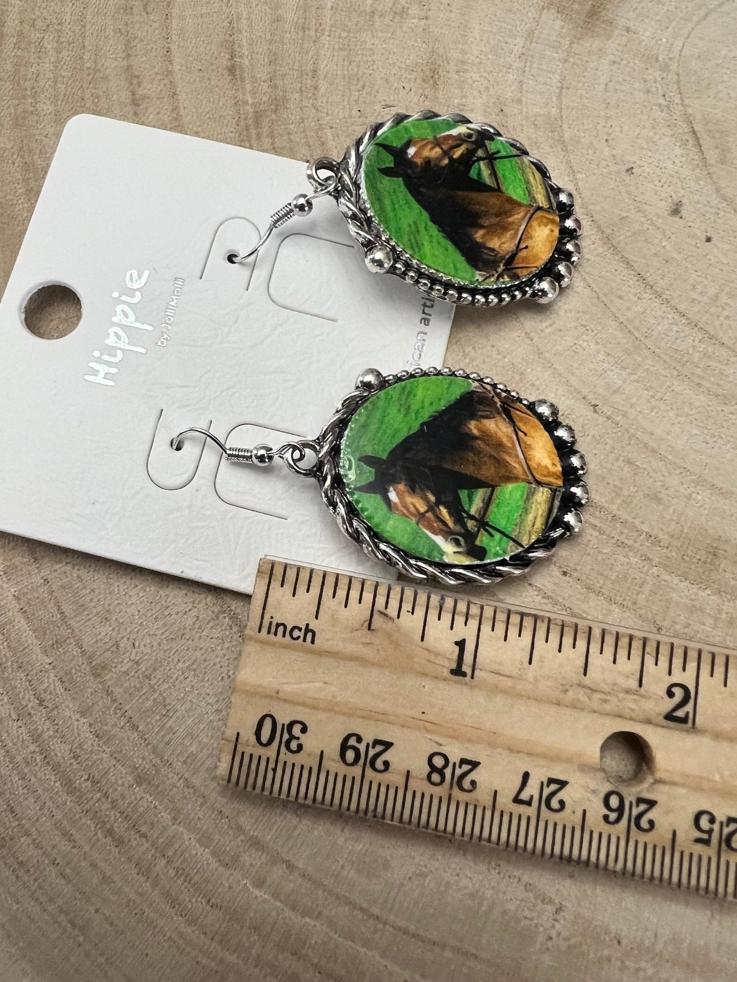 Western Framed Horse Fashion Earrings — Equestrian Statement (1½" x 1")