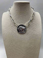Silver Western Buffalo Coin Statement Choker & Earring Set — Oversized Coin Pendant