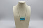 Western Rectangle Faux Turquoise Pendant Necklace — 4" Statement Pendant (18 Inch)