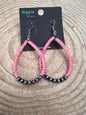Western Teardrop Earrings with Pink Stones — 2½" Drop Southwestern Statement