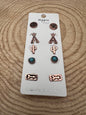 Western Theme 5-for-1 Earring Set — Five Coordinated Pairs in One