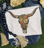 Vintage Wildflower Bull Skull Western Boho Graphic Tee — Cotton-Poly Blend Desert Botanical