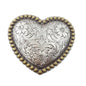 "Your Heart or Mine" Western Heart Belt Buckle — Shiny Silver with Elegant Gold Trim